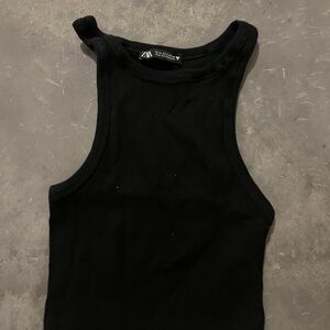 Zara Black Sleeveless cropped Tank Top